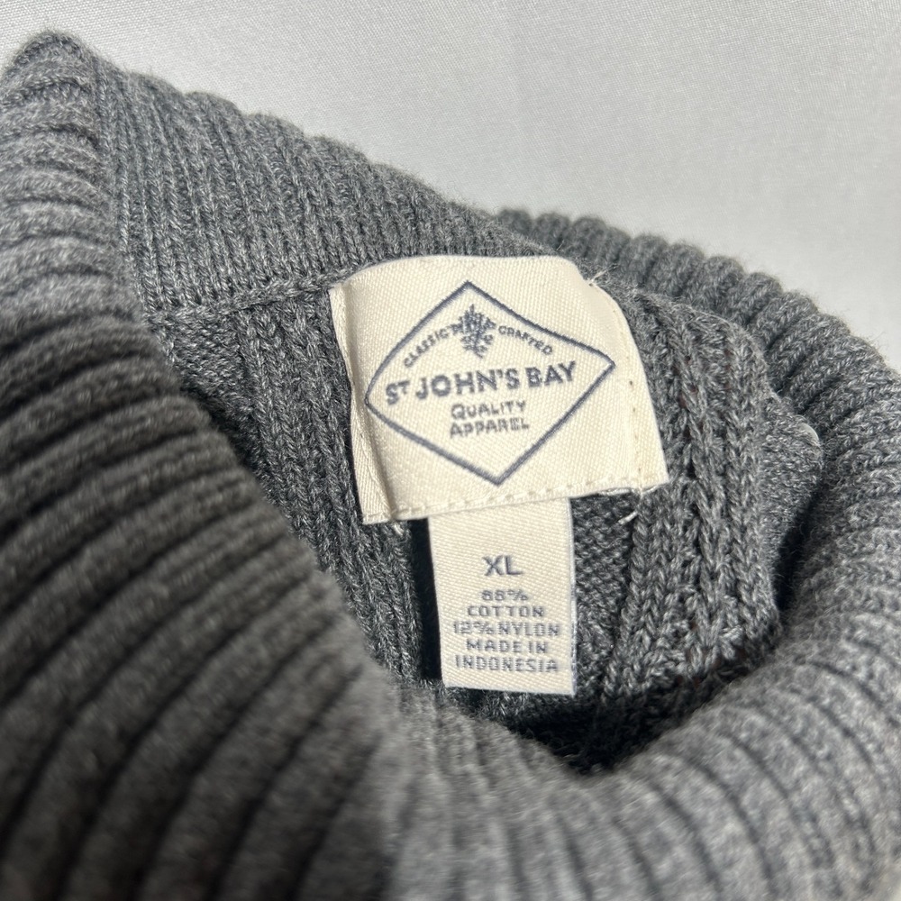 St Johns Bay Women's Cable Knit Turtleneck Sweater Sz XL Gray Fisherman Coastal - Picture 4 of 9